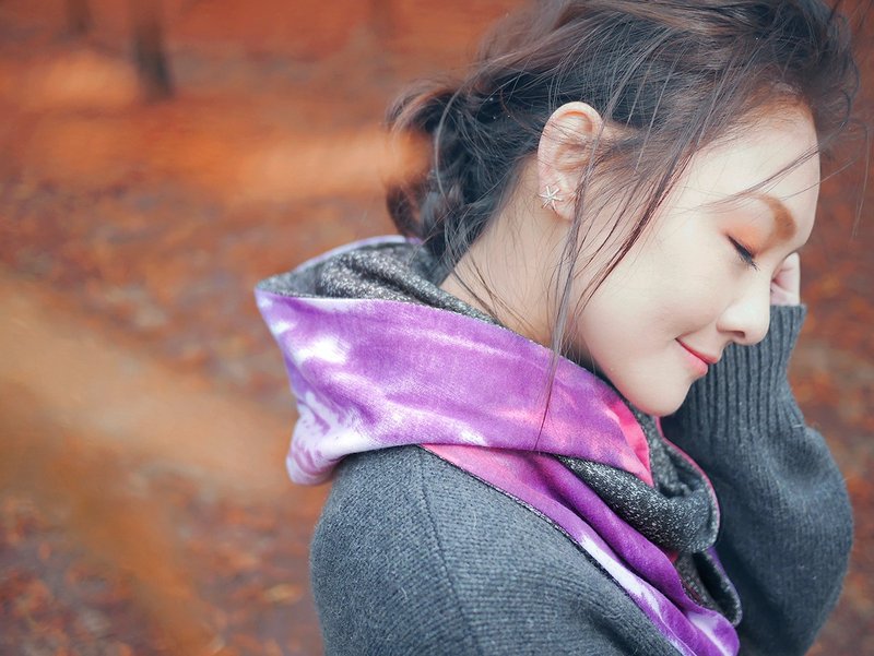 葡萄酒 * 连帽围巾 - 围巾/披肩 - 棉．麻 