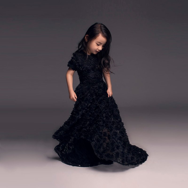 Rosette Dress / FW2015 - 童装礼服/连衣裙 - 其他材质 黑色