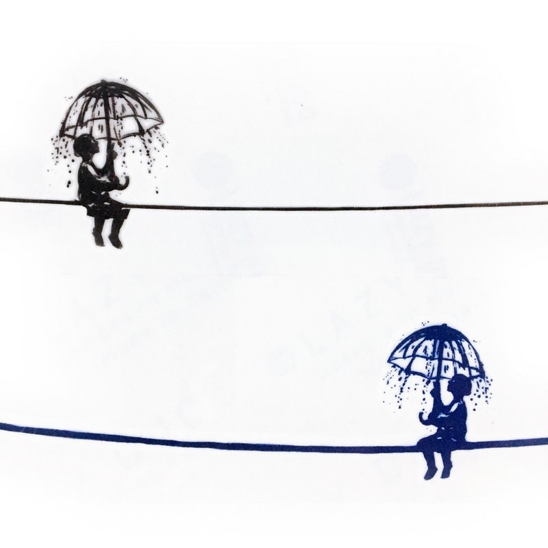 迷你雨伞极简约纹身贴纸小剌青直线间条简单夏天季节浪漫约会郊游 - 纹身贴 - 纸 蓝色