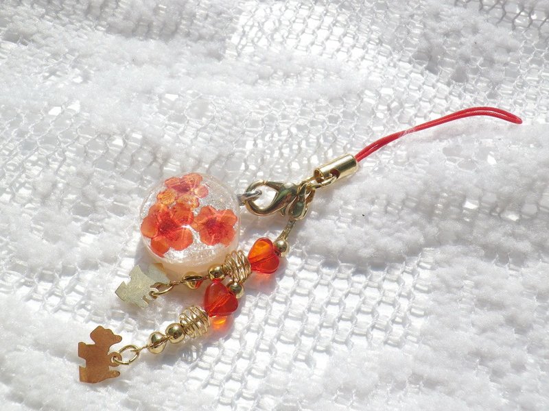 Anny's workshop手作押花饰品，红色小手球吊饰 - 吊饰 - 塑料 