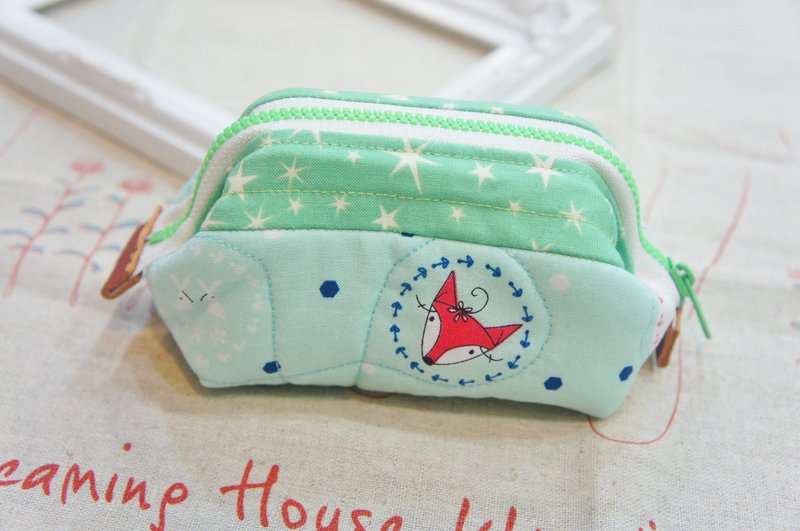 【优雅小狐狸】大嘴巴 支架口金手拿包 化妆包 - 手拿包 - 其他材质 绿色