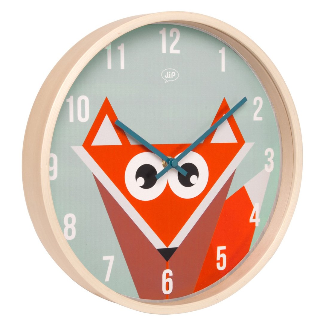 J.I.P. Wall clock Geo  Forest Fox wood 狐狸木挂钟 - 时钟/闹钟 - 木头 蓝色