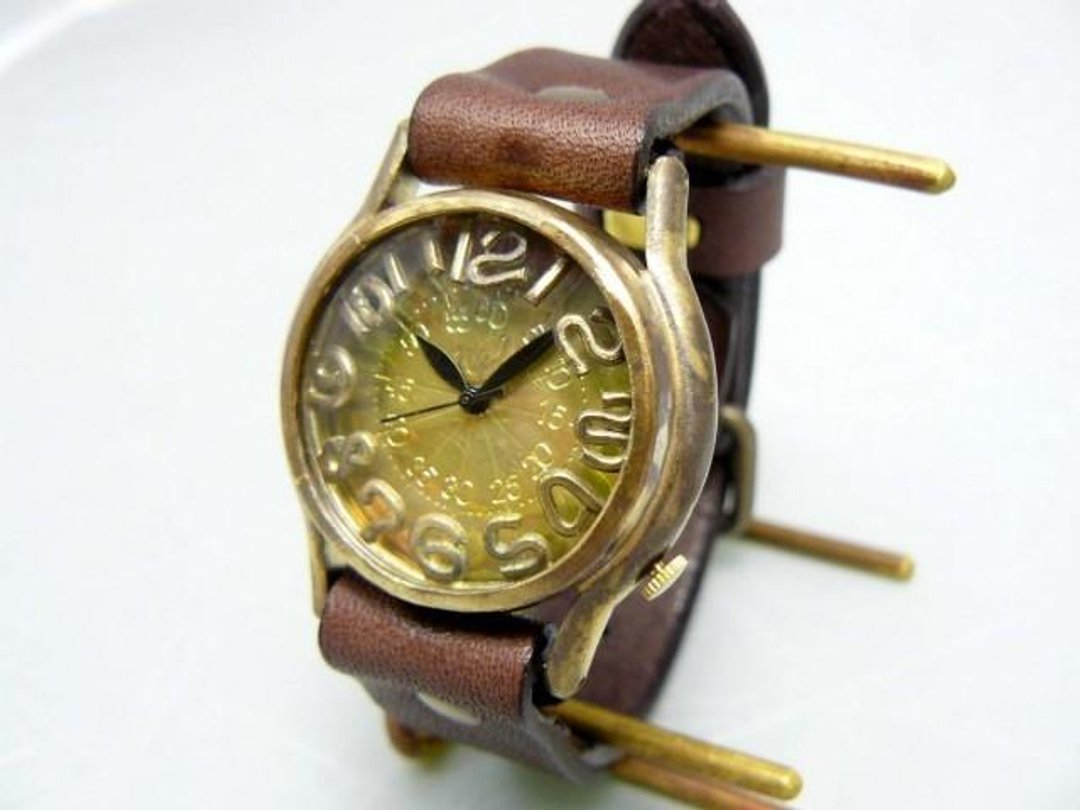 On Time3-B HandCraftWatch Mens Brass32mm Floating Index (355 Yaki / BR) - 女表 - 铜/黄铜 金色