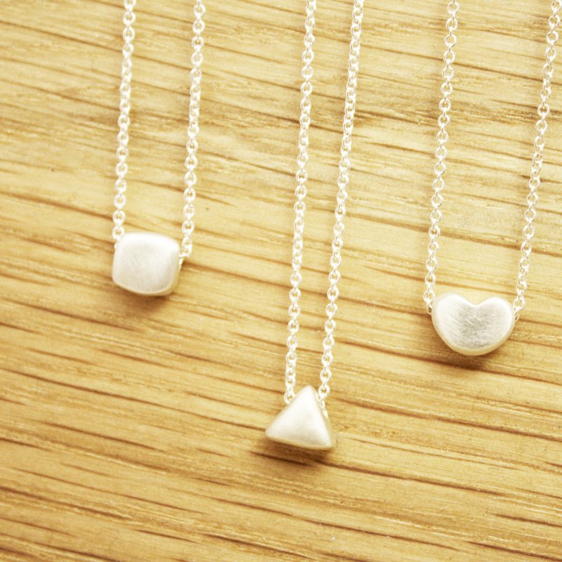 几何符号系列银链-迷你爱心/方形/三角形 - 项链 - 其他金属 