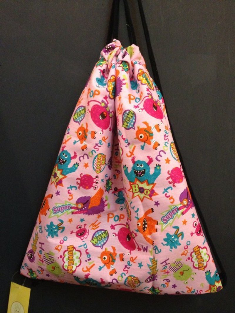 RABBIT LULU 束口袋 束口包 后背包。Q版怪兽，粉红 - 其他 - 其他材质 粉红色