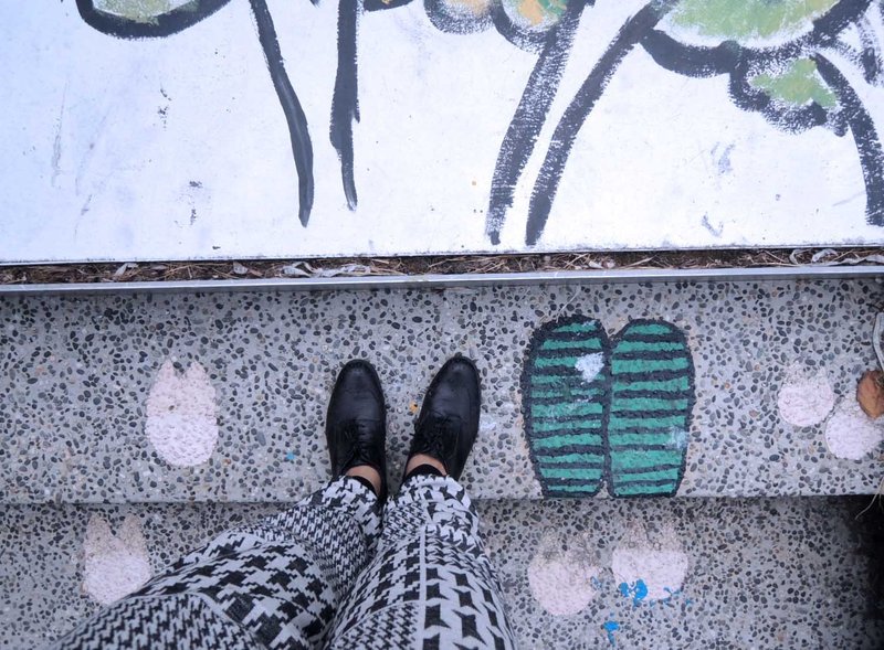 黑白千鸟格棉裤 - 女装长裤 - 其他材质 黑色