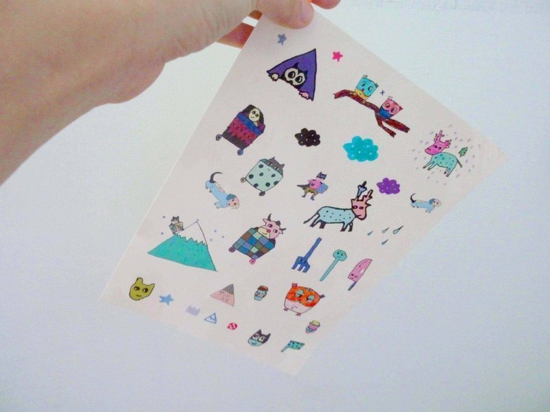 yinke剪剪贴贴贴纸 共9款 - 贴纸 - 纸 蓝色