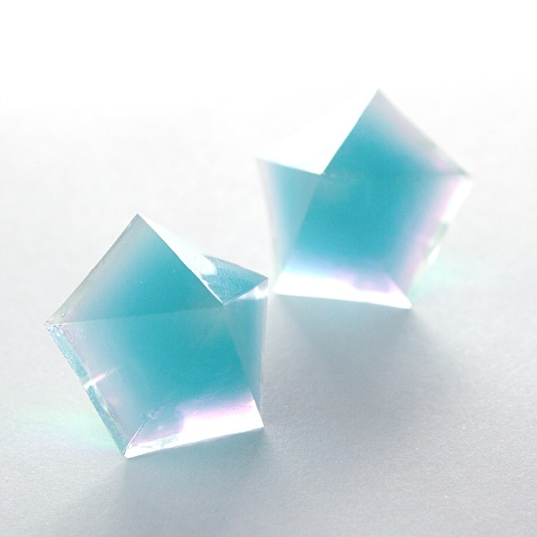 Pentagon earrings (blue kudzu) - 耳环/耳夹 - 其他材质 蓝色
