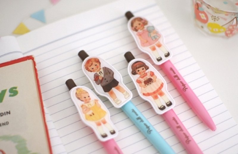 韩国【Afrocat】paperdoll mate ball pen〈Sally〉复古娃娃 可爱 笔 原子笔_Bady - 圆珠笔/中性笔 - 塑料 粉红色