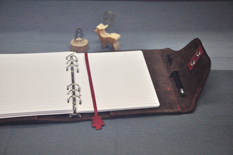 Cycle Life系列:深樱桃红牛皮A5活页笔记本(加书签皮绳) - 笔记本/手帐 - 真皮 红色