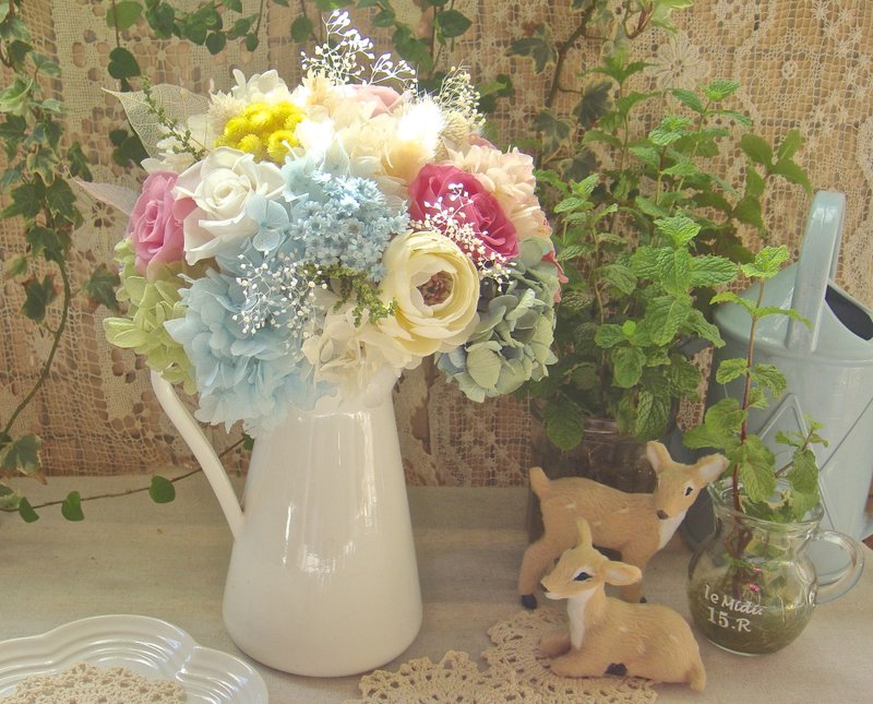 新娘捧花(大) 不凋花干燥花仿真花混搭款  定制 - 植栽/盆栽 - 植物．花 粉红色