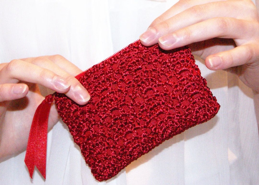 Scarlet Red Coin Purse - Small Crochet Purse - Credit Card Holder - Stocking Stuffer - Small Gadget Case - Crochet Coin Purse - Change Pouch - 零钱包 - 其他材质 红色