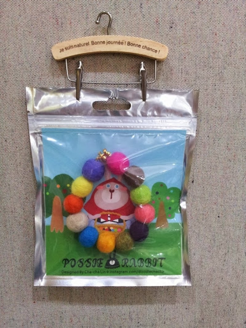 Possie小野莓羊毛毡手链 - 手链/手环 - 羊毛 多色