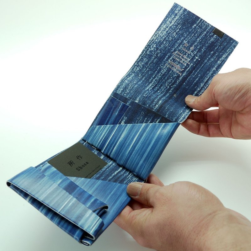 所作Shosa 日本手工植鞣牛皮 短夹2.0 - 手绘款/靛青 - 皮夹/钱包 - 真皮 蓝色