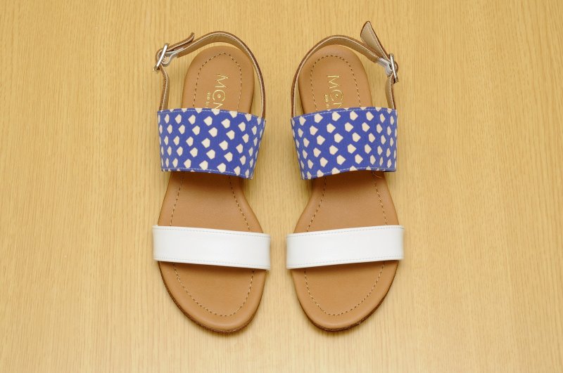 MCNelly 韩国手工平底凉鞋 Belle - 蓝 - 男女凉鞋 - 真皮 蓝色