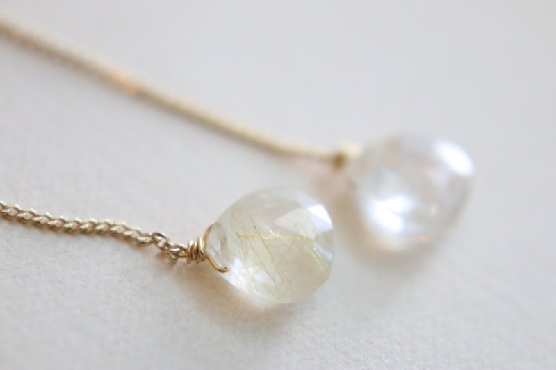 发晶 LUCK! 耳环 (0777) - 耳环/耳夹 - 宝石 金色