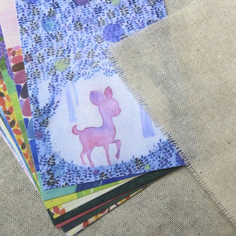 克里斯多明信片套组－“和森林里的小动物一起去野餐！” - 卡片/明信片 - 纸 多色