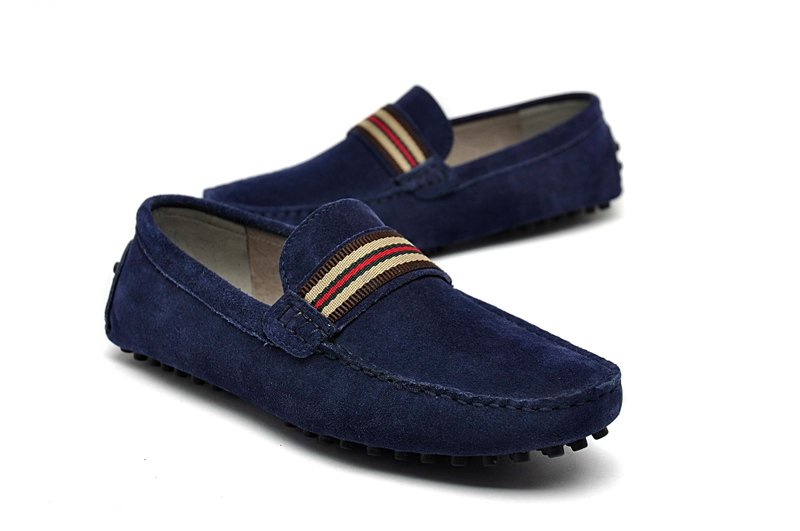 英伦风格麂皮乐福豆豆鞋 LOAFERS  深蓝 - 男款休闲鞋 - 真皮 蓝色