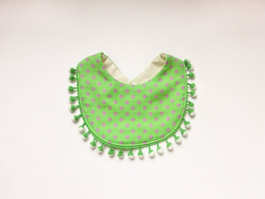 Gauge Cotton Bib / Apple Green Dots - 围嘴/口水巾 - 棉 绿色