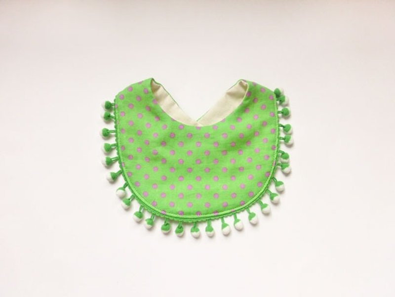 Gauge Cotton Bib / Apple Green Dots - 围嘴/口水巾 - 棉．麻 绿色