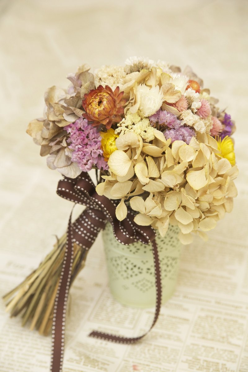 【瑾 花居】多彩圆形干燥捧花 花环 花冠 婚纱 拍照 造型 - 植栽/盆栽 - 植物．花 