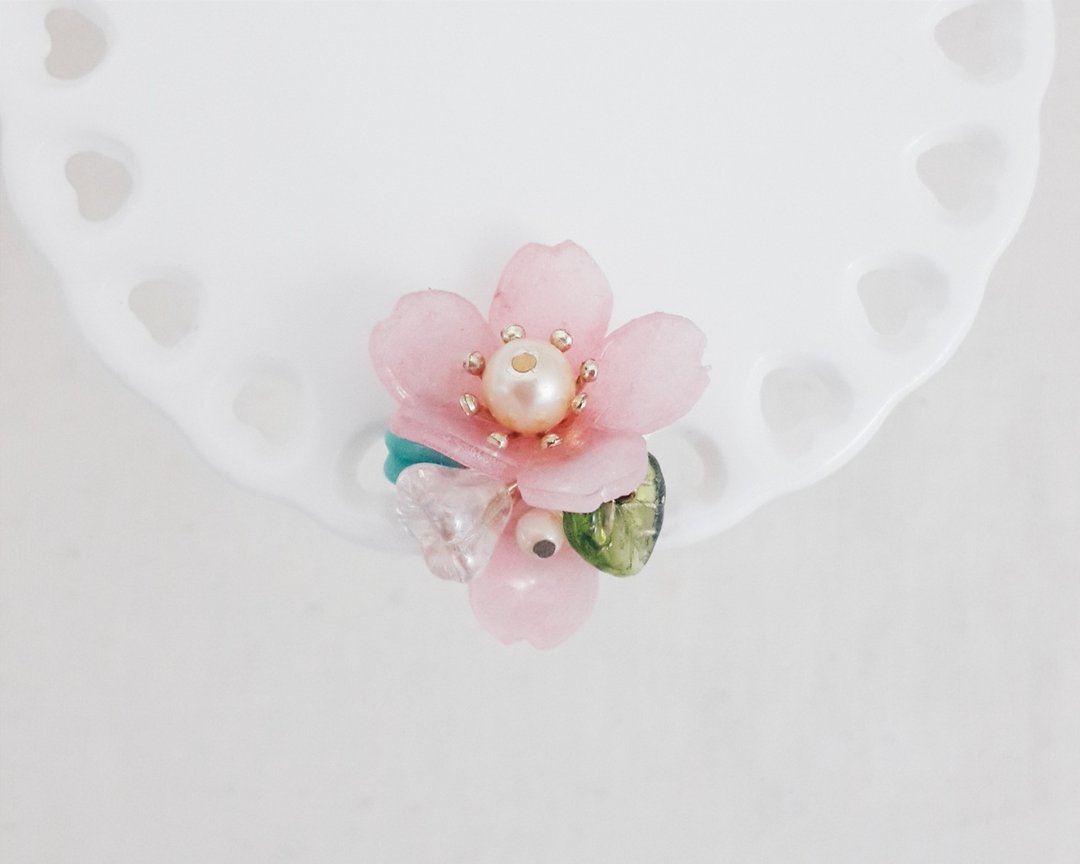 momolico  樱花花束胸针 独家 - 胸针 - 防水材质 粉红色