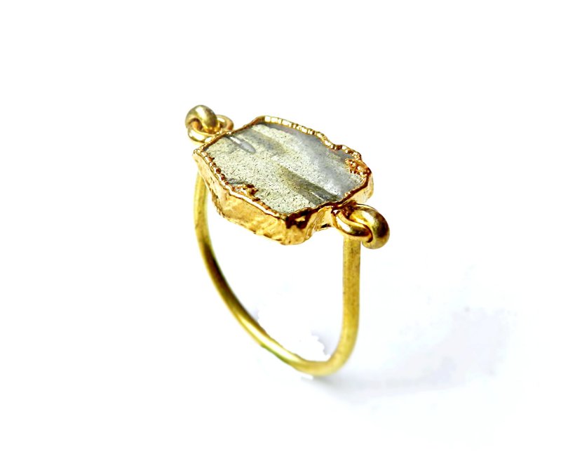 【 unique 】拉长石平衡戒 - 戒指 - 纸 金色