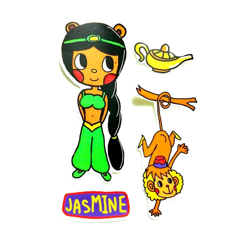 茉莉公主与猴子 - 贴纸 - 纸 