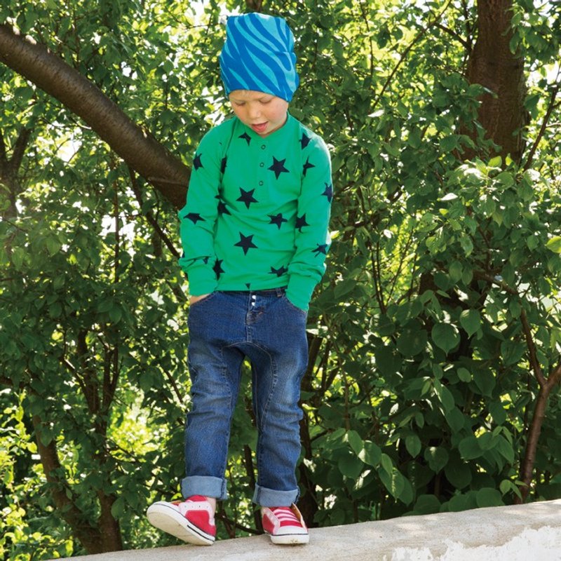 【瑞典童装】有机棉星星长袖上衣3岁至4岁绿色 - 童装上衣 - 棉．麻 