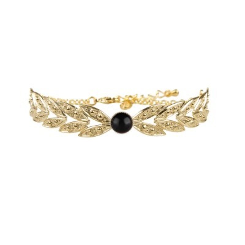 法式古典凯撒桂冠黑玛瑙手链 - 手链/手环 - 其他金属 黑色