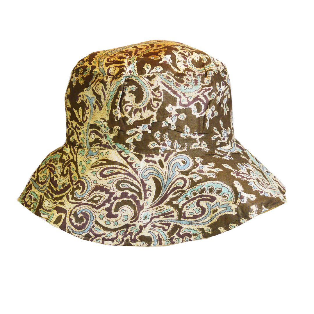 Boho Chic Style 渔夫帽-五颜六色的花卉 - 帽子 - 棉 咖啡色