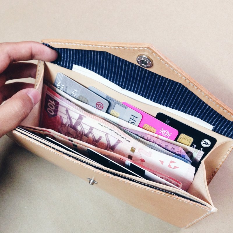 ［NINOX］手工皮革钱包 长夹 银包 送印字 - 皮夹/钱包 - 真皮 咖啡色