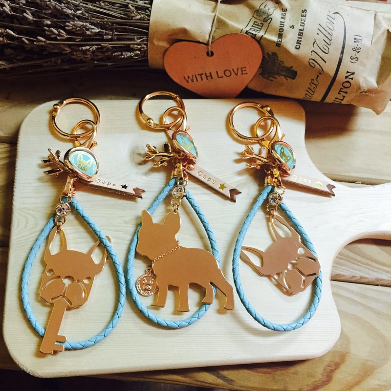 Oops 法斗三兄弟包包吊饰超值组（钥匙圈）-圣诞礼物- - 钥匙链/钥匙包 - 其他金属 绿色