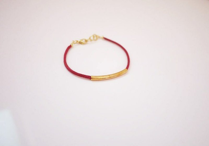 ♘♥金属mix人造皮绳简约手炼-红♥♘ - 手链/手环 - 其他金属 红色
