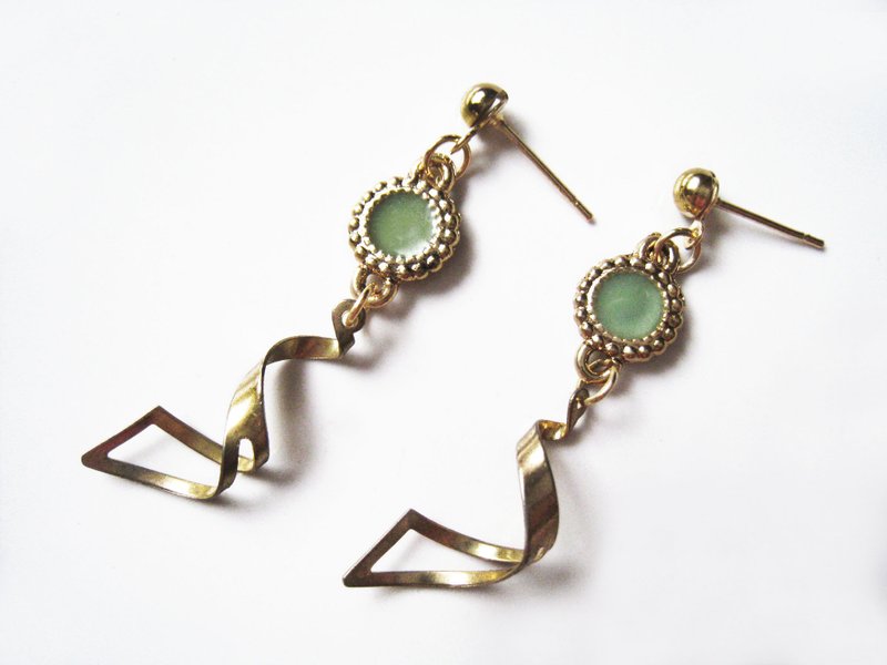 复时品手工耳环【草地音乐】 - 耳环/耳夹 - 其他金属 绿色