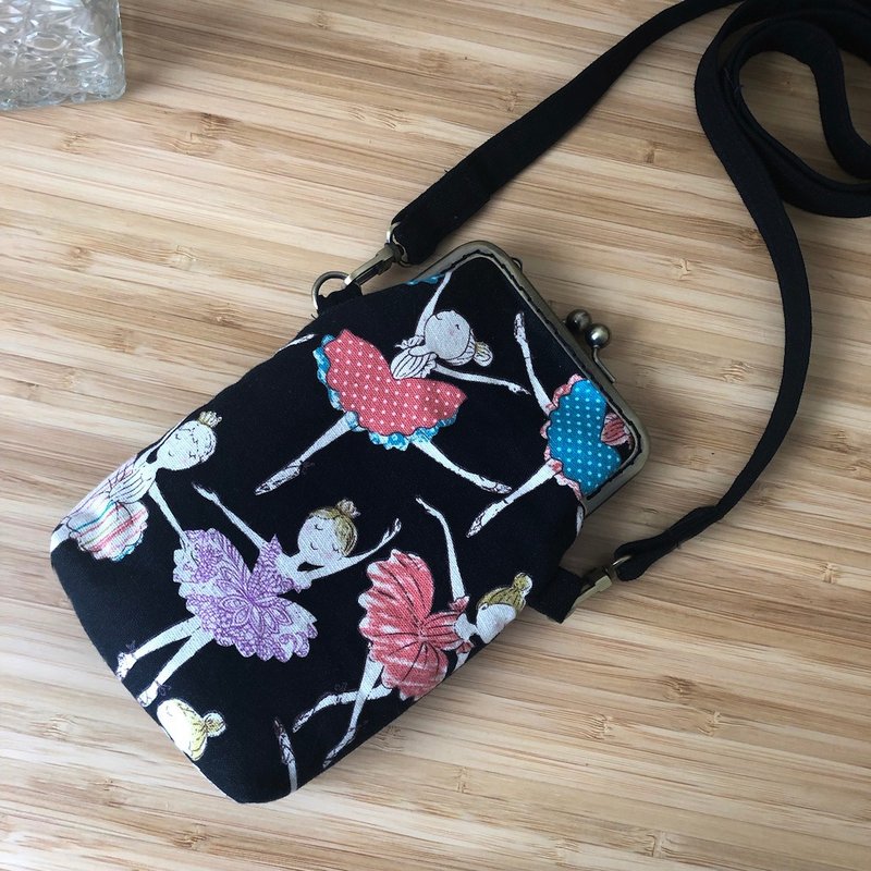 春天优雅芭蕾女孩口金手机包 / 眼镜袋 - 手机壳/手机套 - 棉．麻 黑色