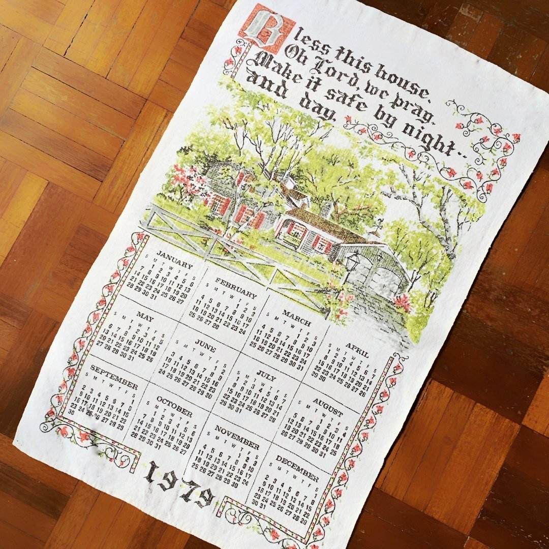 1979 美国早期布面月历 Bless this house - 墙贴/壁贴 - 棉．麻 多色