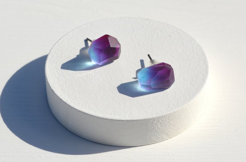 玻璃素材 耳环 blur 粉红 - 耳环/耳夹 - 玻璃 粉红色