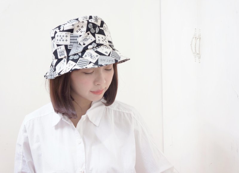 好少女渔夫帽 | 黑色扑克牌军队 - 帽子 - 其他材质 黑色