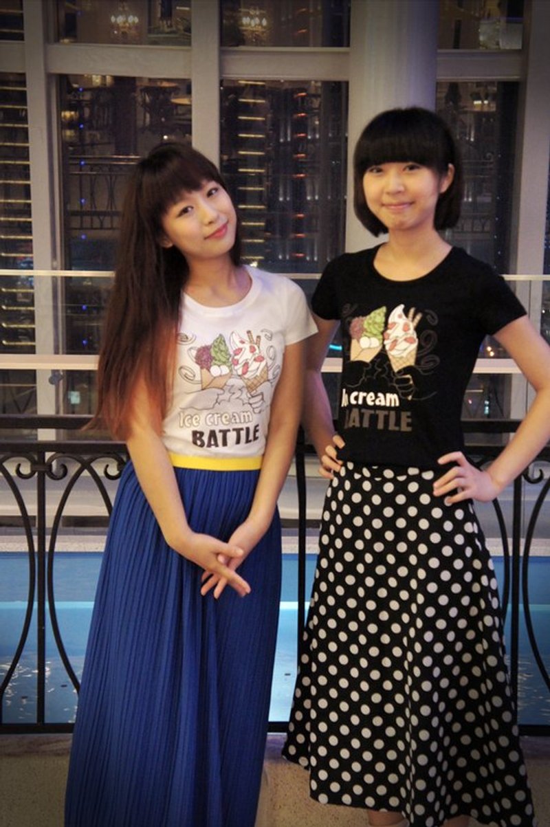 冰淇淋 T-shirt　黑色 - 女装 T 恤 - 棉．麻 黑色