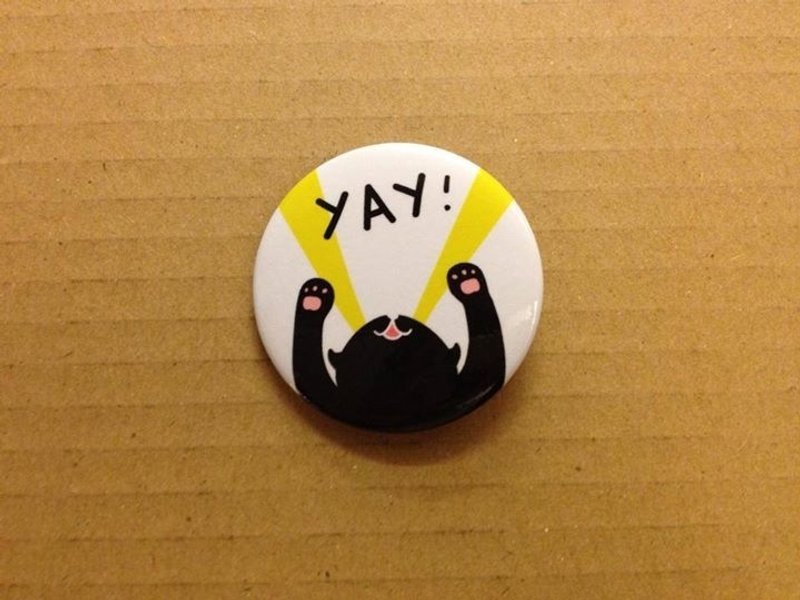 坏猫咪系列小徽章 - 万岁! - 徽章/别针 - 其他金属 白色