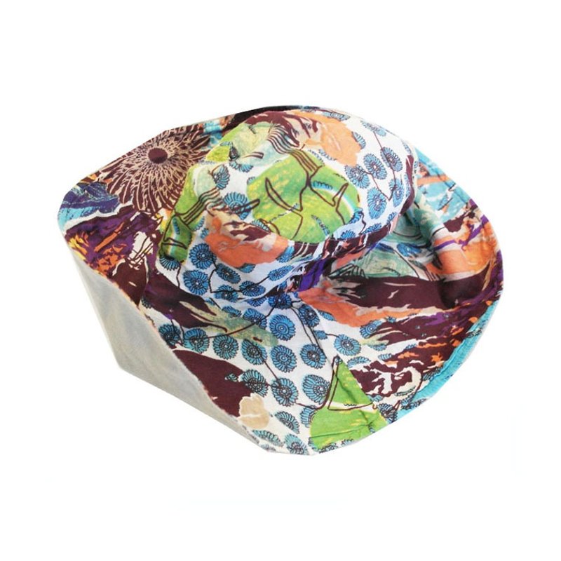 Boho Chic Style 淑女帽-缤纷花卉 - 帽子 - 棉．麻 蓝色