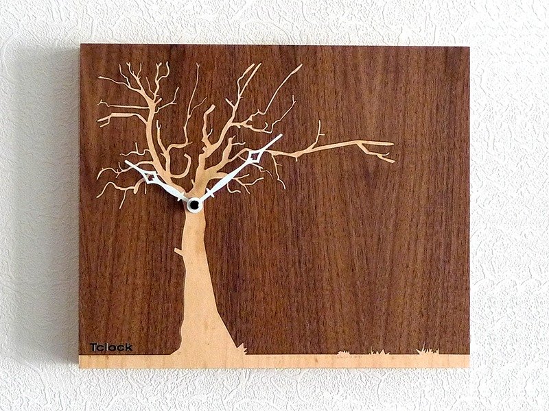 手工原木挂钟 实木时钟 订制款木制时计 严选FAS顶级欧洲榉木及美国黑胡桃木 实木制做‘树 Tree’ - 时钟/闹钟 - 木头 