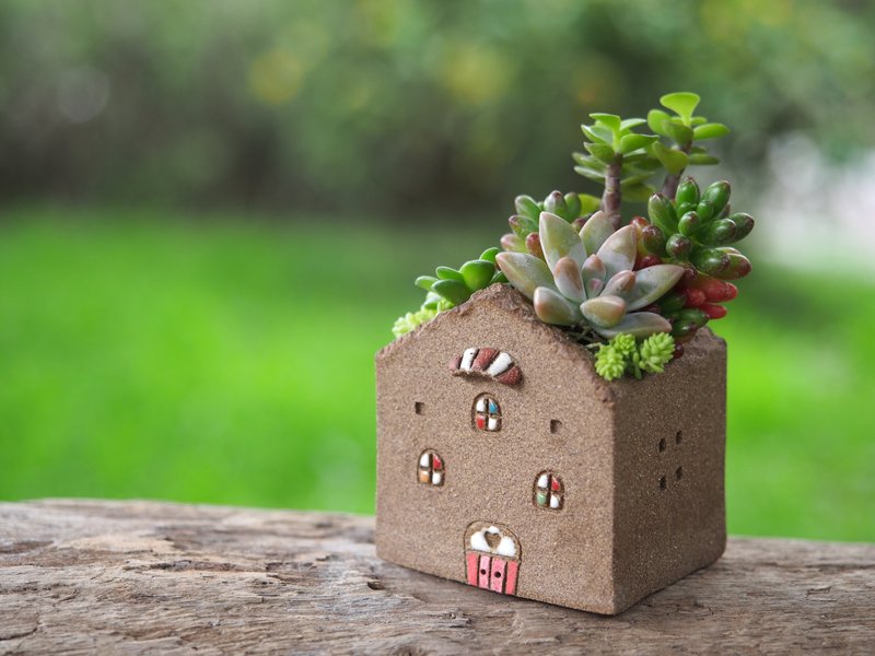 【花园小屋Garden】陶手作-超可爱咖啡花园小屋(S)/Ceramic House - 植栽/盆栽 - 其他材质 