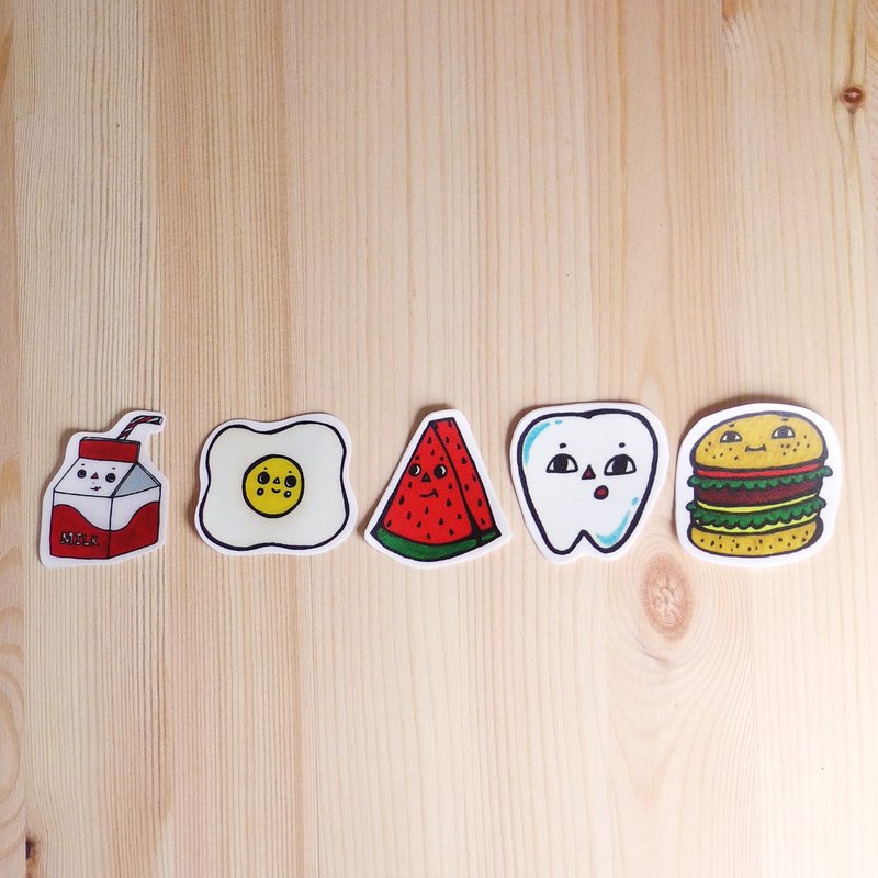防水贴纸 止饥食物贴纸包 1包5入 - 贴纸 - 纸 多色