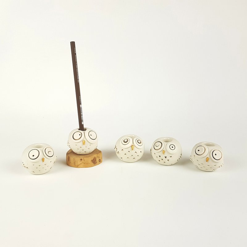 猫头鹰笔座 / 牙刷座 - 花瓶/陶器 - 瓷 白色