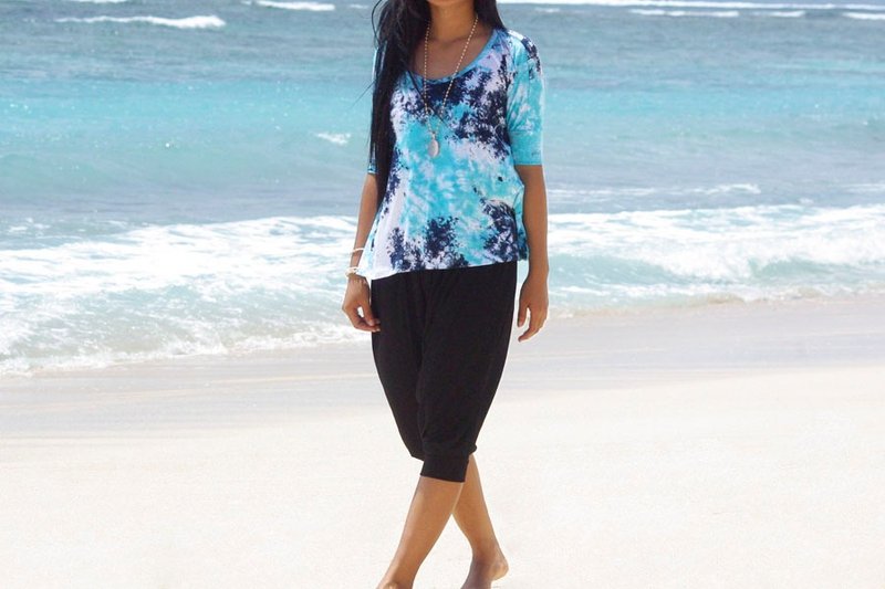 Stretch Saruerupantsu <Black> - 女装长裤 - 其他材质 黑色