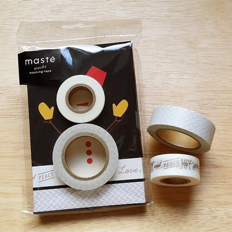 maste 和纸胶带 Winter Xmas【2入组-雪人 (MST-MKT35-C)】 - 纸胶带 - 纸 白色