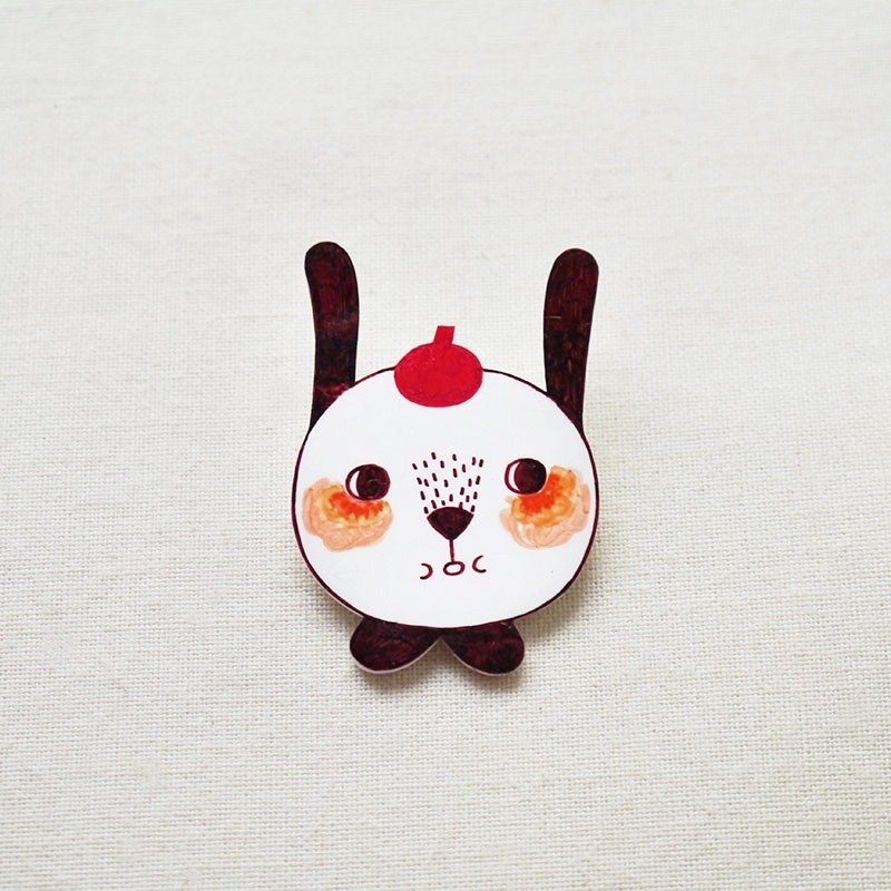Chloe Miss Rabbit with Beret / 贝雷帽小兔克洛伊 / 手工制作热缩片 / 胸针磁铁 - 胸针 - 塑料 白色