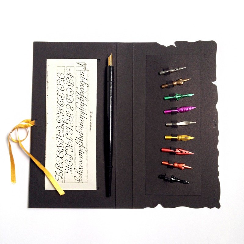 422B 意大利木杆沾水笔尖组-黑底 | Francesco Rubinato - 蘸水笔 - 木头 黑色